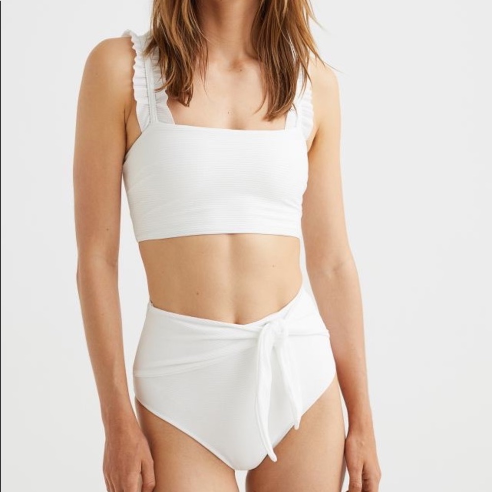 H&M white ruffle bikini bathing suit new with tags